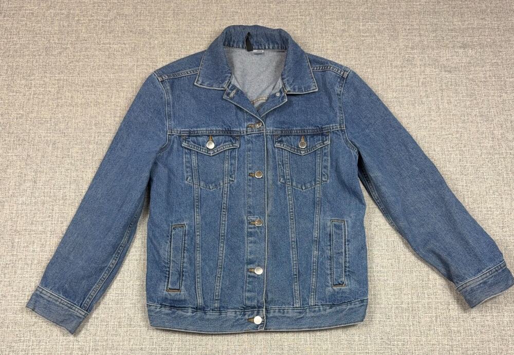 H&M Divided Denim Trucker Jacket Women’s 4 Blue Medium Wash Button Front